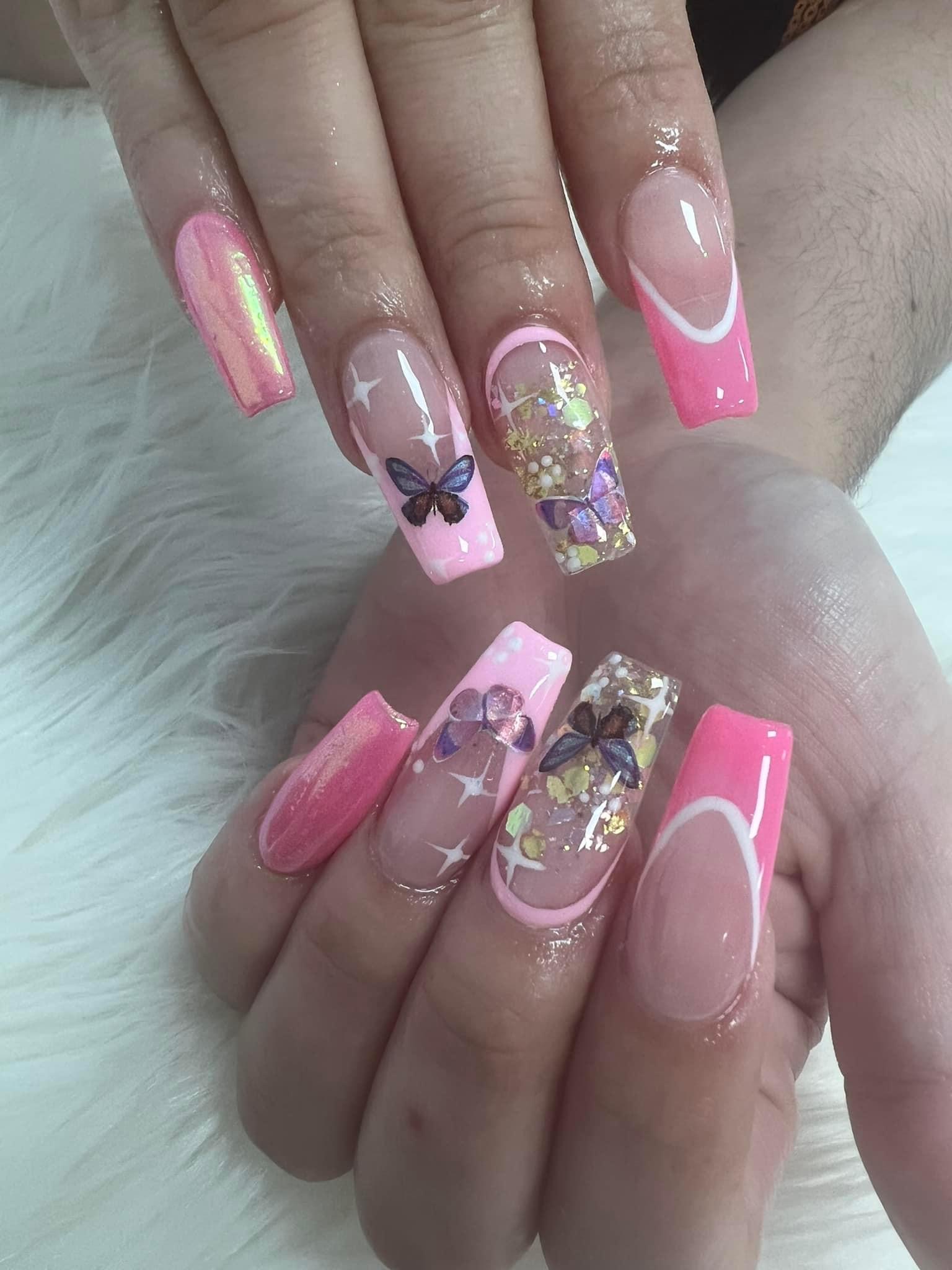 Detailed glossy nail art, Nailswag Winchester VA
