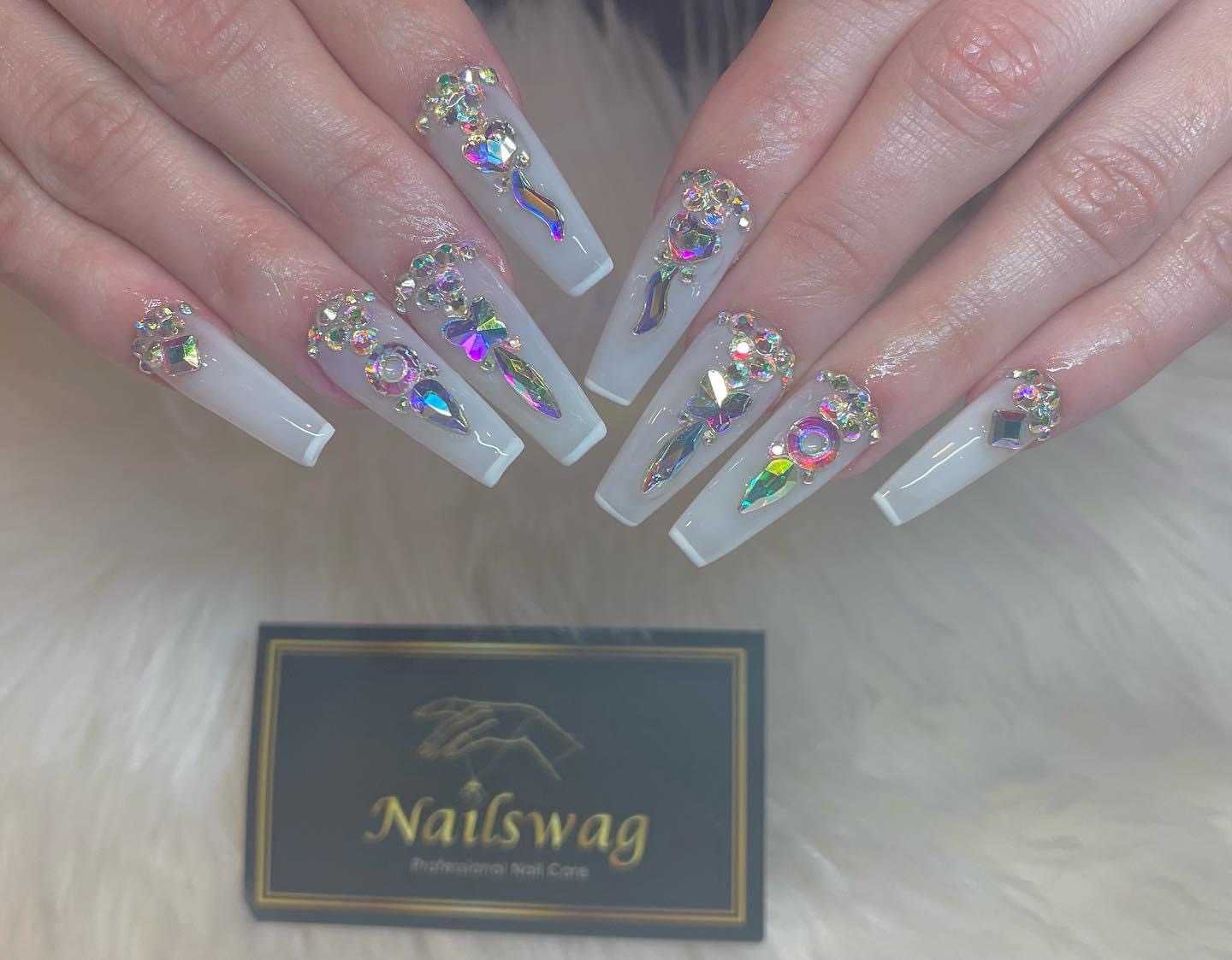 Nude nails with accent design, Nailswag Winchester VA